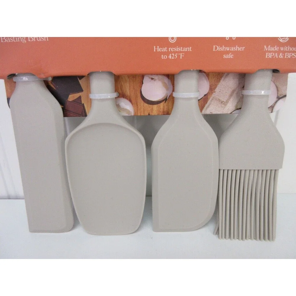 Beautiful Silicone Mini Kitchen Utensil 4Pc Set Porcini Taupe by Drew Barry